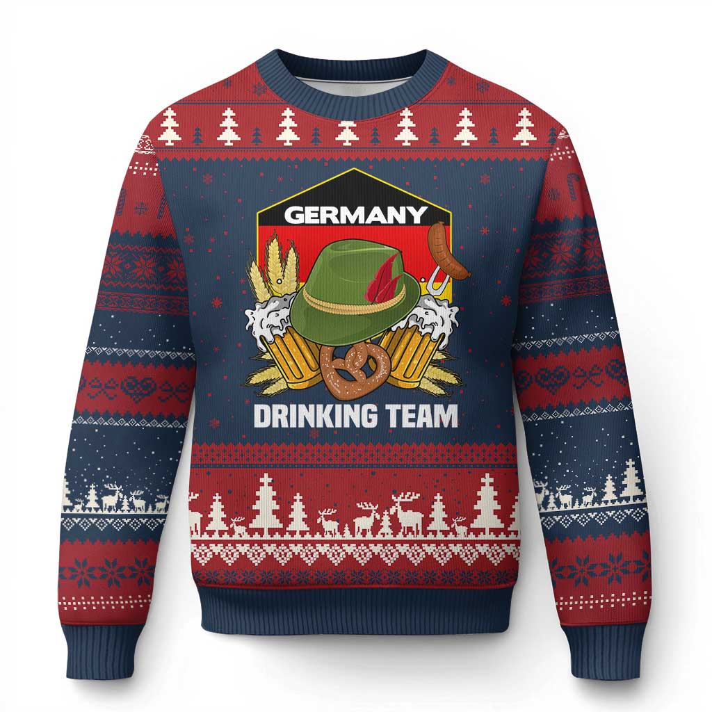 Germany Drinking Team Ugly Christmas Sweater Germany Beer Festivals Oktoberfest Alpine hat Barley TS11 Navy Red Print Your Wear