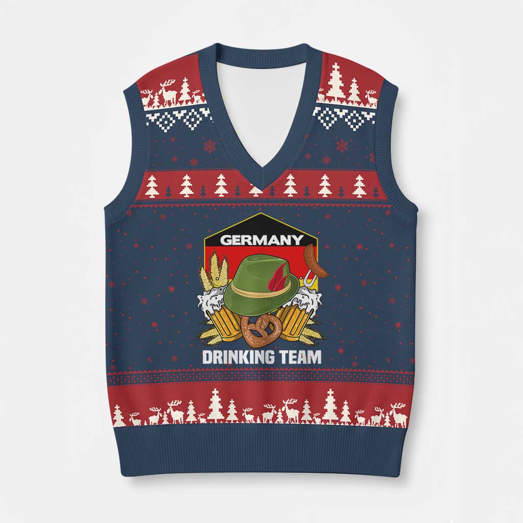 Germany Drinking Team V-Neck Knit Sweater Vest Germany Beer Festivals Oktoberfest Alpine hat Barley TS11 Navy Red Print Your Wear