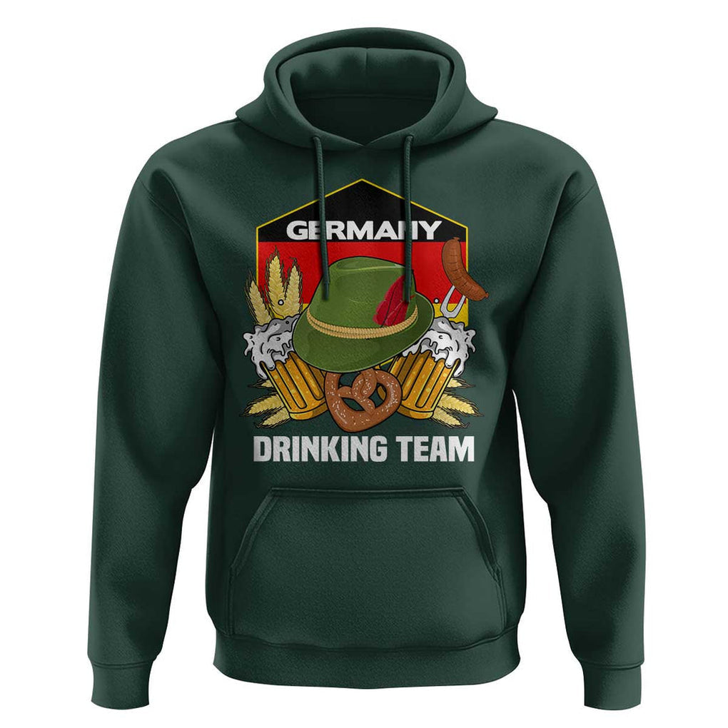Germany Drinking Team Hoodie Germany Beer Festivals Oktoberfest Alpine hat Barley TS11 Dark Forest Green Print Your Wear