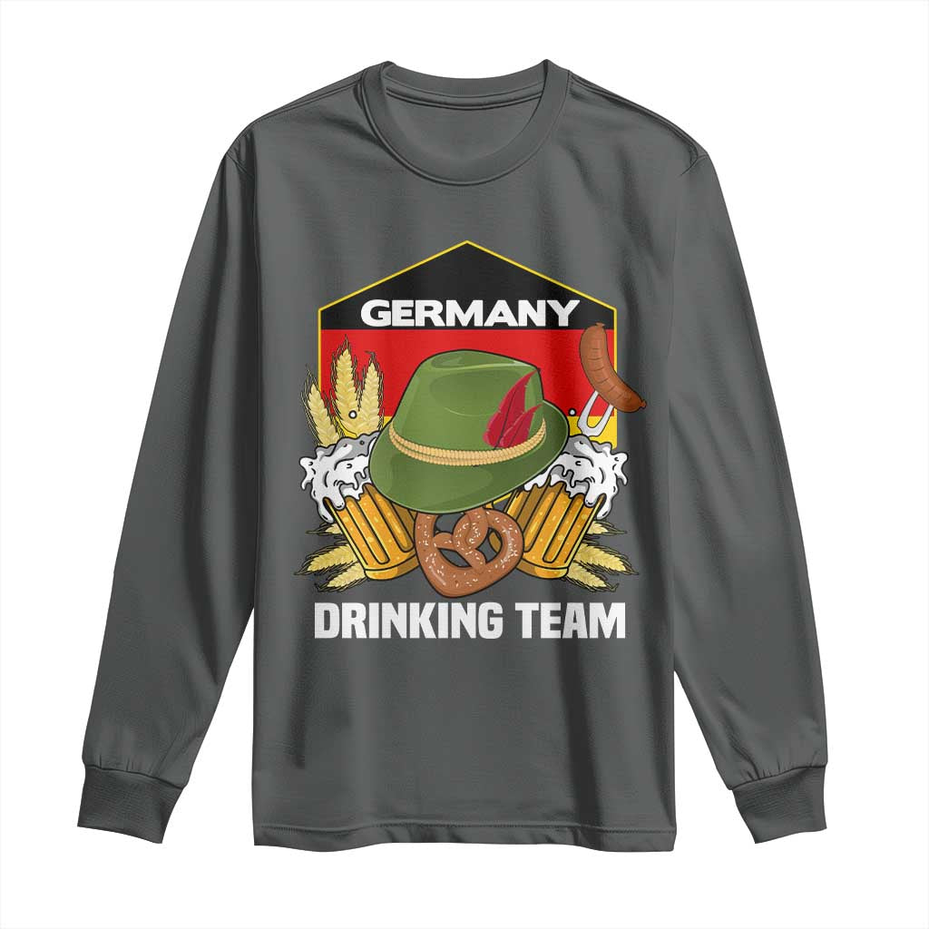Germany Drinking Team Long Sleeve Shirt Germany Beer Festivals Oktoberfest Alpine hat Barley TS11 Dark Heather Print Your Wear