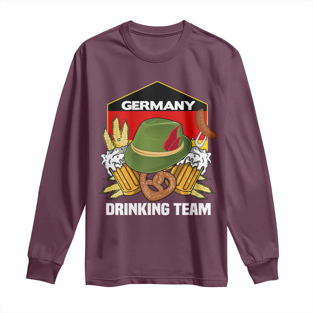 Germany Drinking Team Long Sleeve Shirt Germany Beer Festivals Oktoberfest Alpine hat Barley TS11 Maroon Print Your Wear