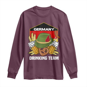 Germany Drinking Team Long Sleeve Shirt Germany Beer Festivals Oktoberfest Alpine hat Barley TS11 Maroon Print Your Wear