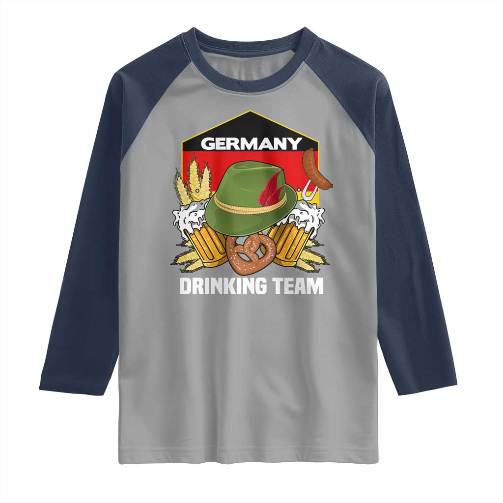 Germany Drinking Team Raglan Shirt Germany Beer Festivals Oktoberfest Alpine hat Barley TS11 Sport Gray Navy Print Your Wear
