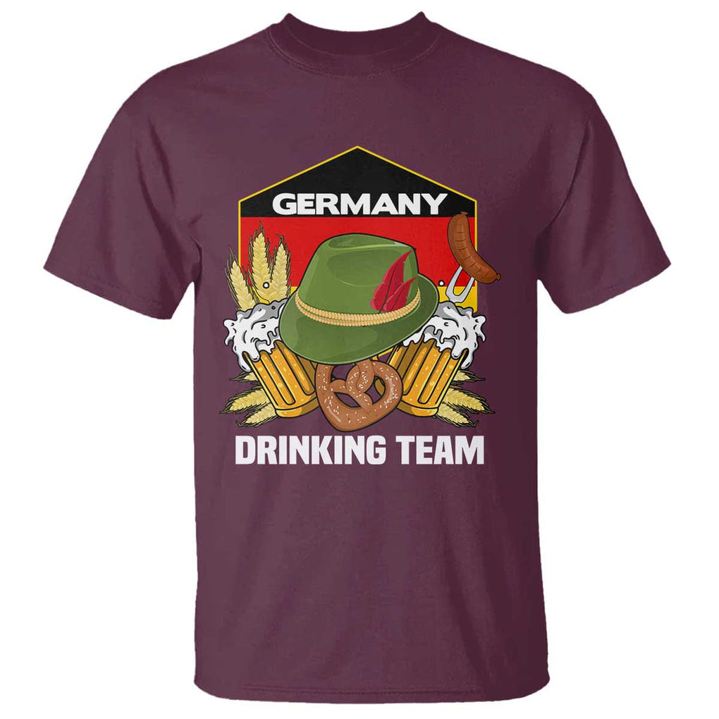 Germany Drinking Team T Shirt Germany Beer Festivals Oktoberfest Alpine hat Barley TS11 Maroon Print Your Wear