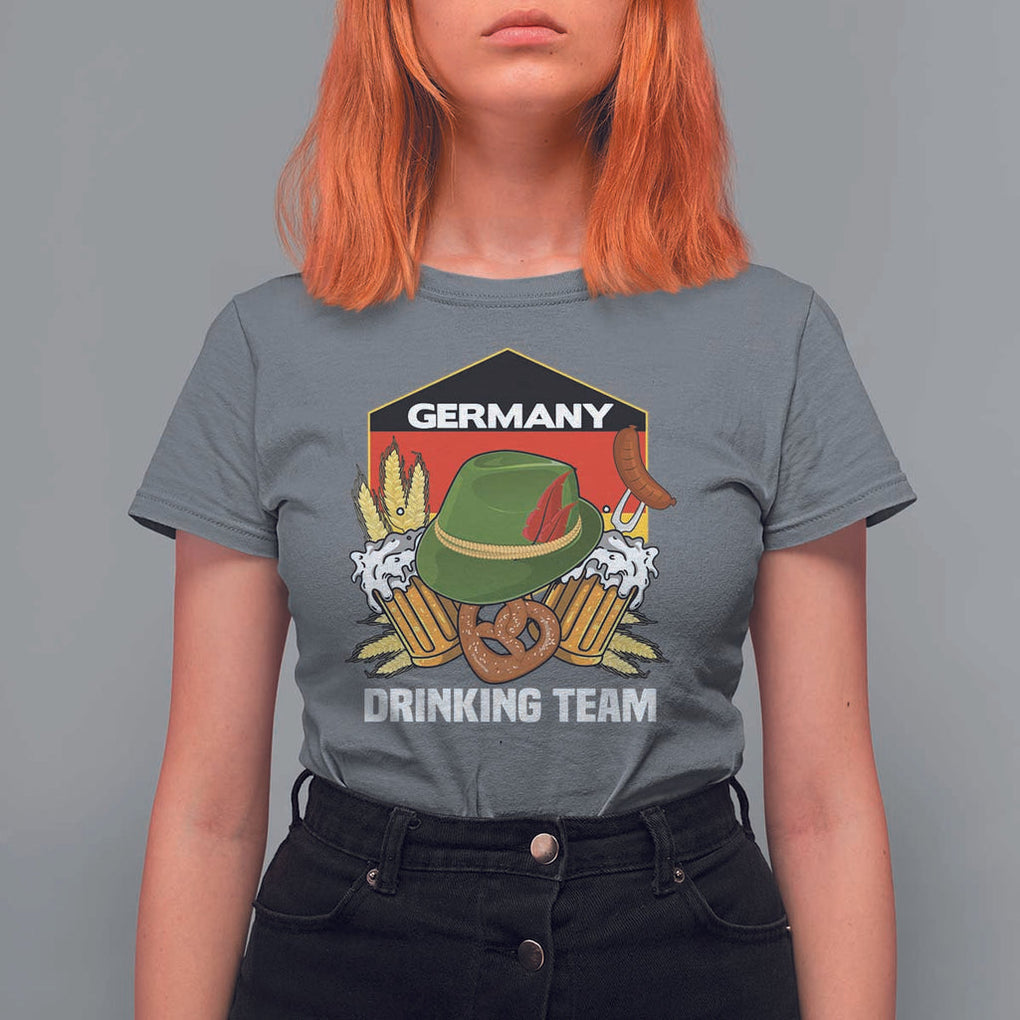 Germany Drinking Team T Shirt For Women Germany Beer Festivals Oktoberfest Alpine hat Barley TS11 Charcoal Print Your Wear