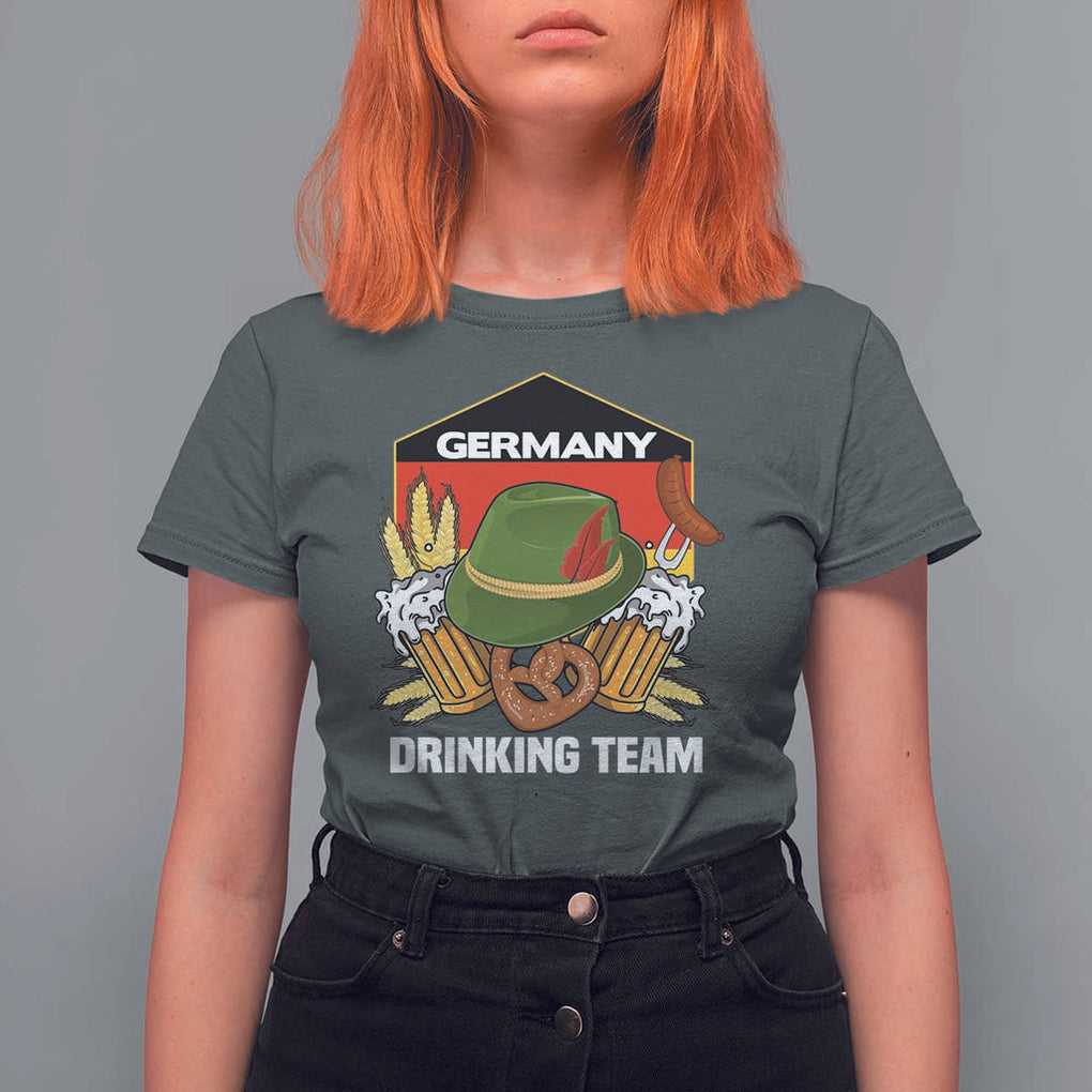 Germany Drinking Team T Shirt For Women Germany Beer Festivals Oktoberfest Alpine hat Barley TS11 Dark Heather Print Your Wear