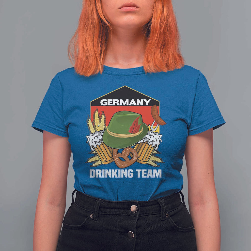 Germany Drinking Team T Shirt For Women Germany Beer Festivals Oktoberfest Alpine hat Barley TS11 Royal Blue Print Your Wear