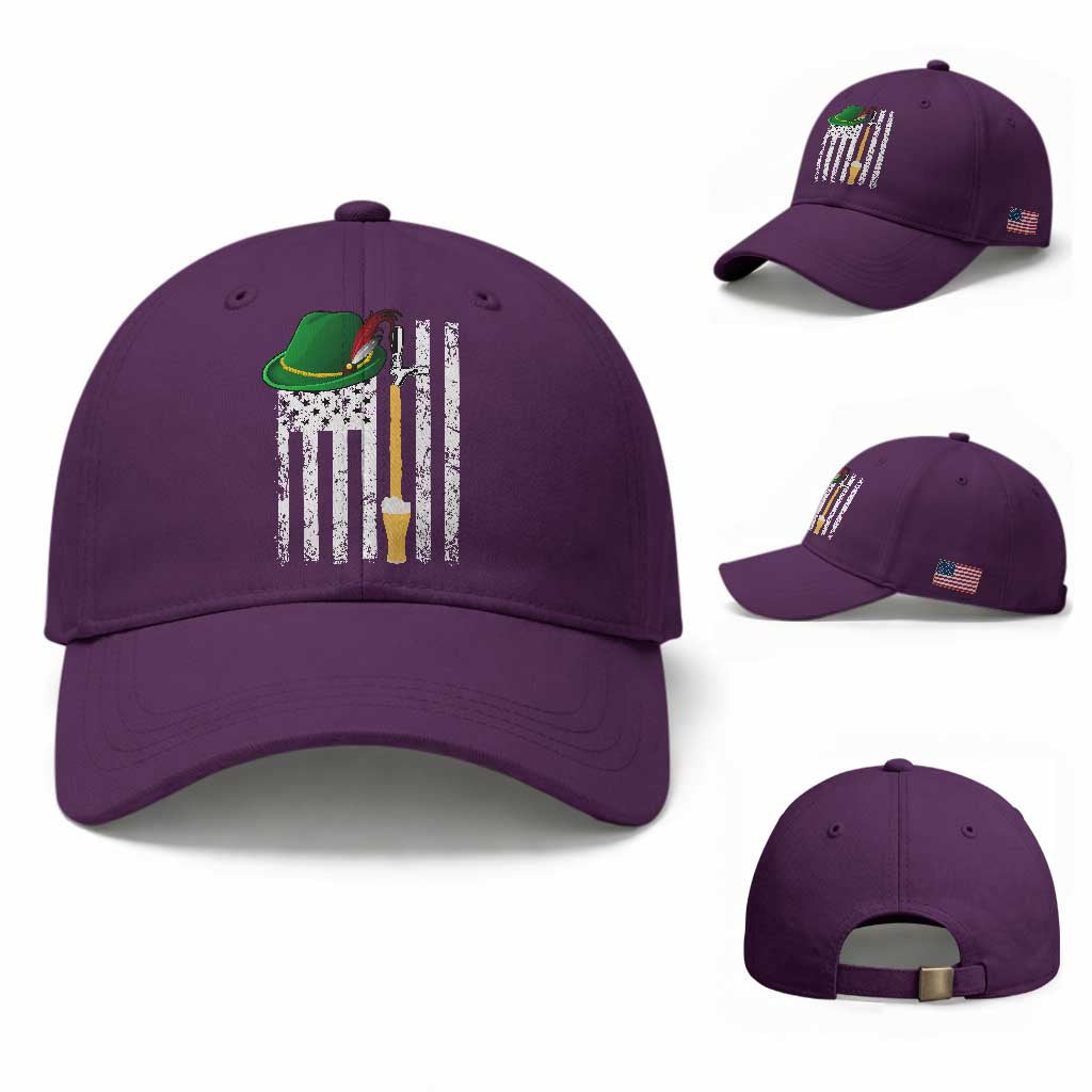 Funny German Beer Baseball Cap Oktoberfest Vintage American Flag Alpine hat TS11 Baseball Cap Universal Fit Purple Print Your Wear