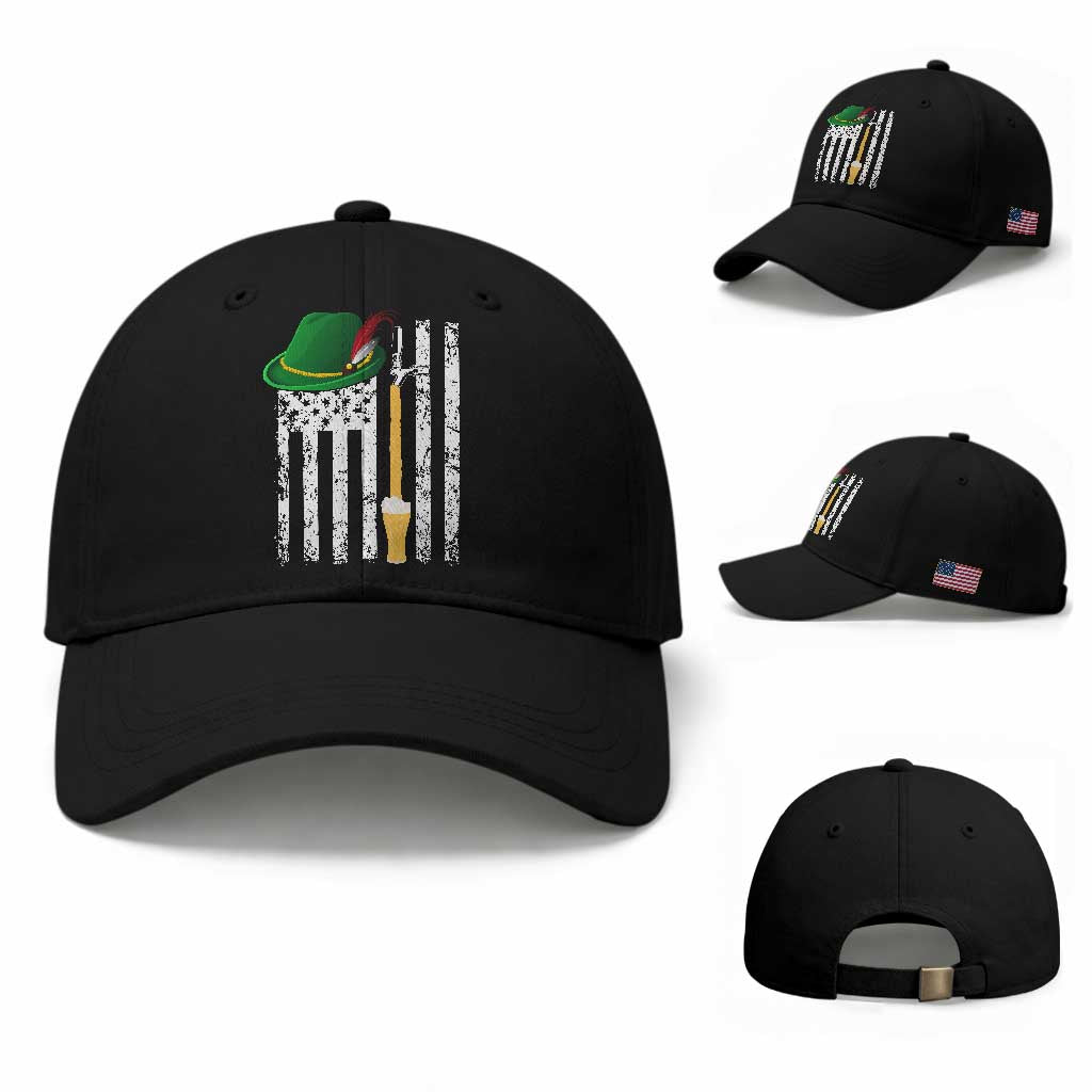 Funny German Beer Baseball Cap Oktoberfest Vintage American Flag Alpine hat TS11 Baseball Cap Universal Fit Black Print Your Wear