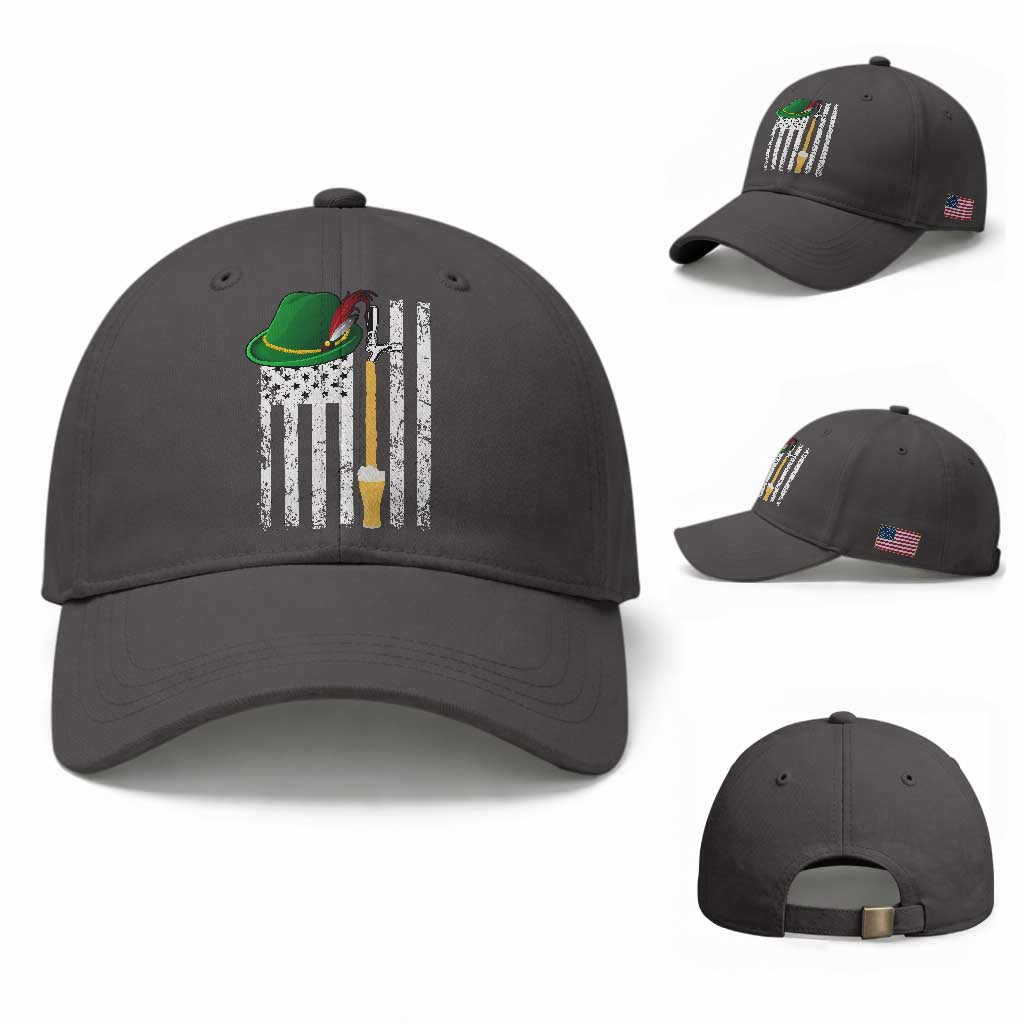 Funny German Beer Baseball Cap Oktoberfest Vintage American Flag Alpine hat TS11 Baseball Cap Universal Fit Dark Gray Print Your Wear