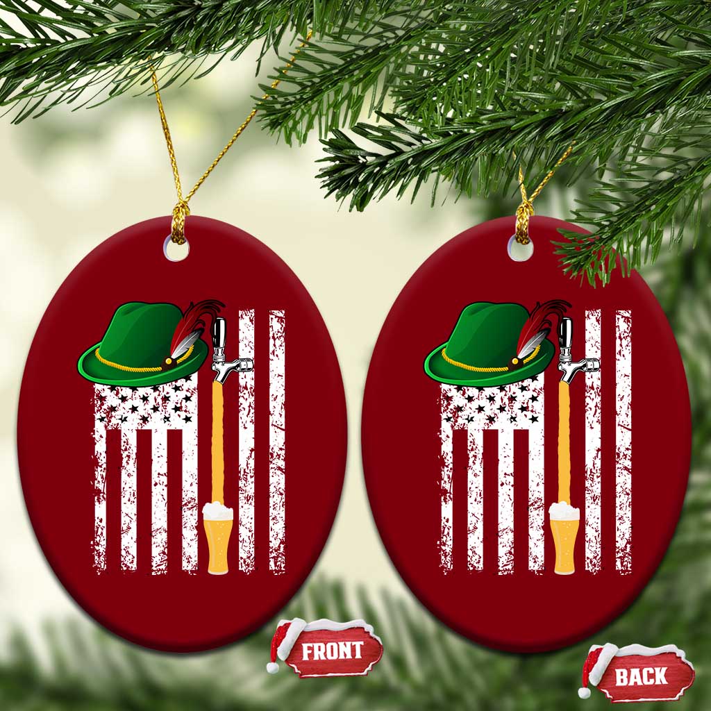 Funny German Beer Ceramic Ornament Oktoberfest Vintage American Flag Alpine hat TS11 Print Your Wear