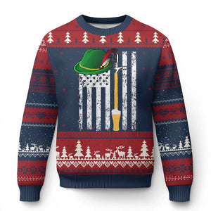 Funny German Beer Ugly Christmas Sweater Oktoberfest Vintage American Flag Alpine hat TS11 Navy Red Print Your Wear