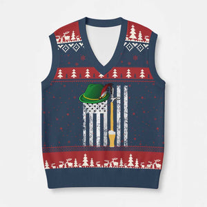 Funny German Beer V-Neck Knit Sweater Vest Oktoberfest Vintage American Flag Alpine hat TS11 Navy Red Print Your Wear