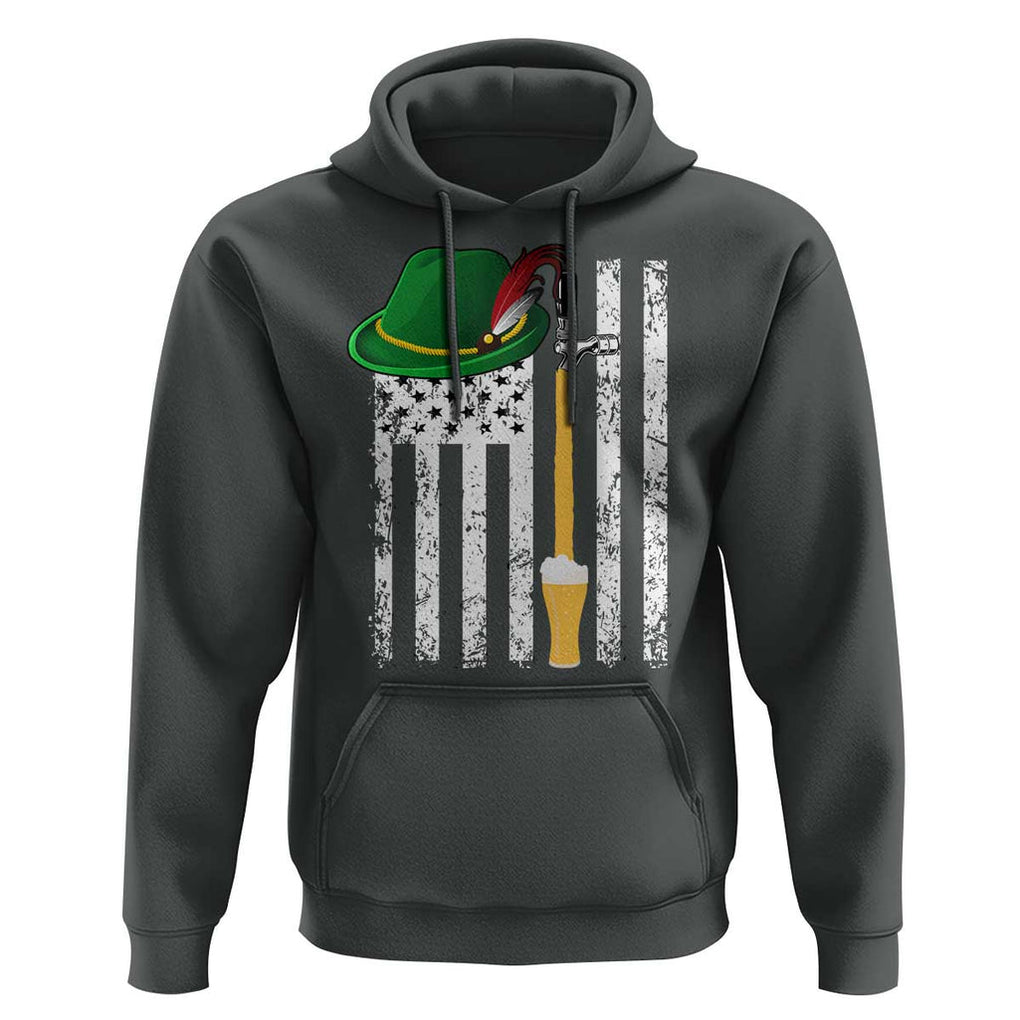Funny German Beer Hoodie Oktoberfest Vintage American Flag Alpine hat TS11 Dark Heather Print Your Wear