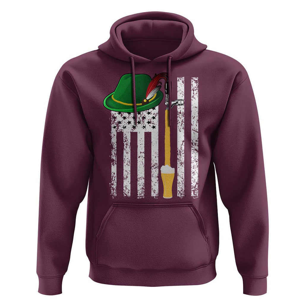 Funny German Beer Hoodie Oktoberfest Vintage American Flag Alpine hat TS11 Maroon Print Your Wear