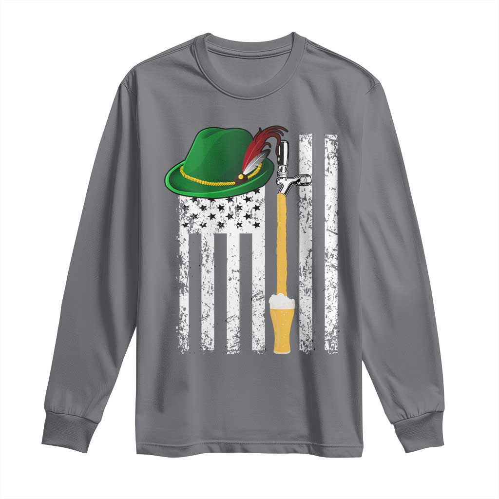 Funny German Beer Long Sleeve Shirt Oktoberfest Vintage American Flag Alpine hat TS11 Charcoal Print Your Wear
