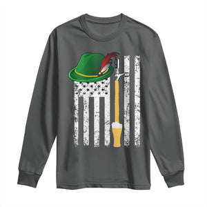 Funny German Beer Long Sleeve Shirt Oktoberfest Vintage American Flag Alpine hat TS11 Dark Heather Print Your Wear