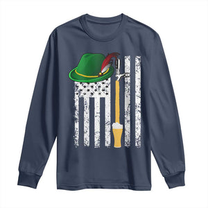 Funny German Beer Long Sleeve Shirt Oktoberfest Vintage American Flag Alpine hat TS11 Navy Print Your Wear