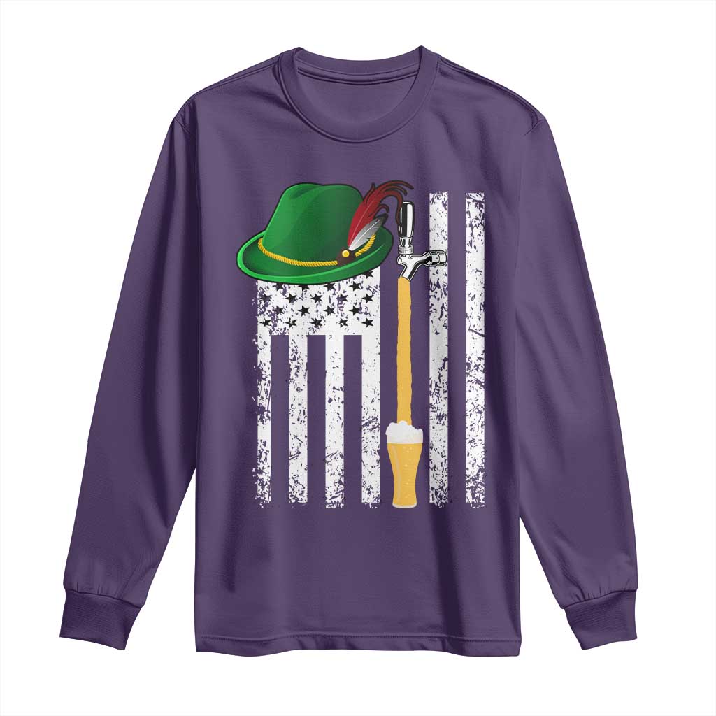 Funny German Beer Long Sleeve Shirt Oktoberfest Vintage American Flag Alpine hat TS11 Purple Print Your Wear