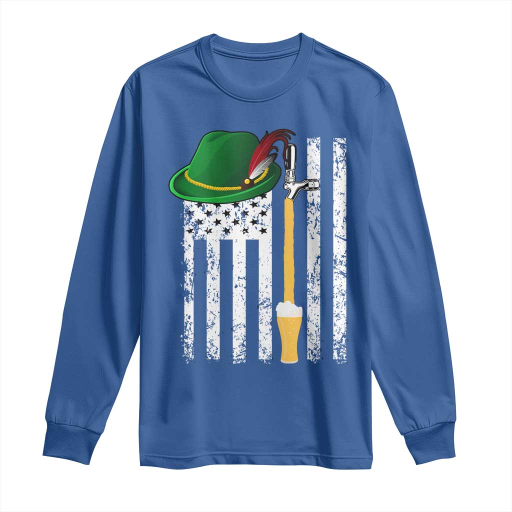 Funny German Beer Long Sleeve Shirt Oktoberfest Vintage American Flag Alpine hat TS11 Royal Blue Print Your Wear