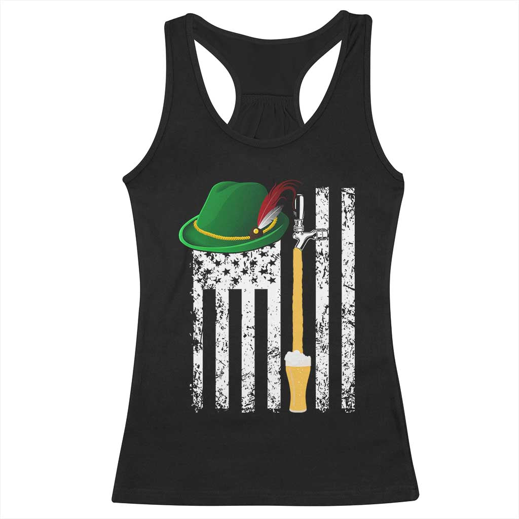 Funny German Beer Racerback Tank Top Oktoberfest Vintage American Flag Alpine hat TS11 Black Print Your Wear