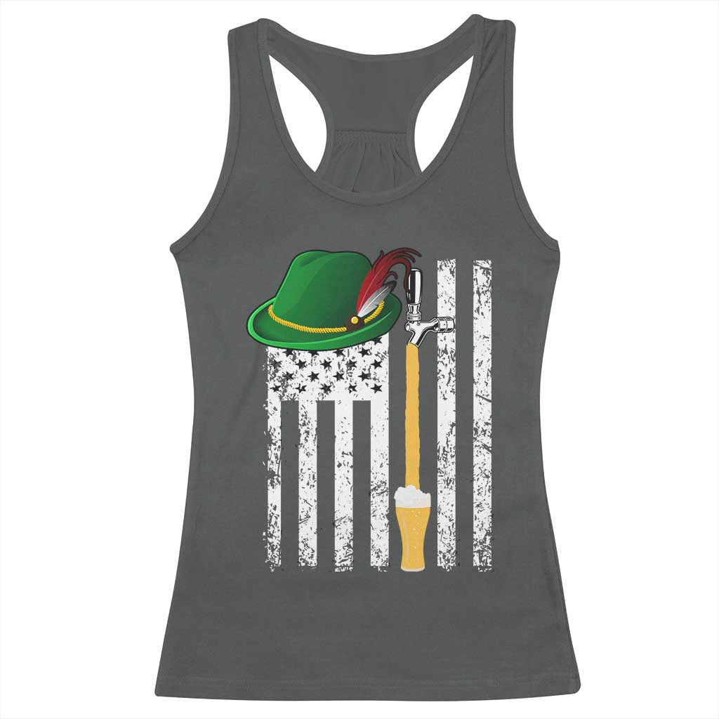 Funny German Beer Racerback Tank Top Oktoberfest Vintage American Flag Alpine hat TS11 Dark Heather Print Your Wear