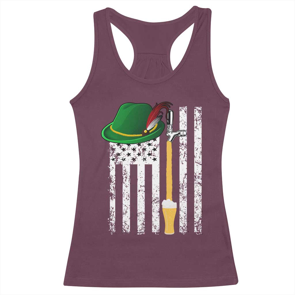 Funny German Beer Racerback Tank Top Oktoberfest Vintage American Flag Alpine hat TS11 Maroon Print Your Wear