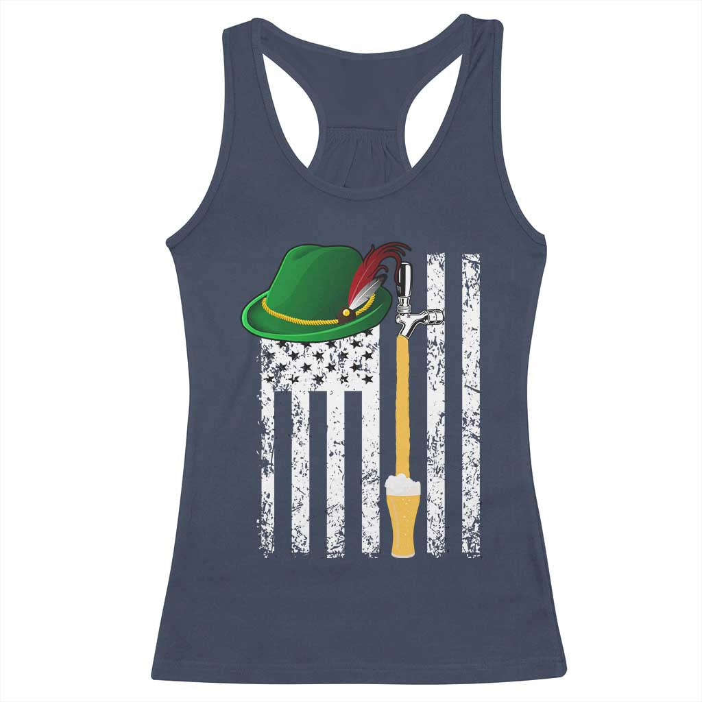 Funny German Beer Racerback Tank Top Oktoberfest Vintage American Flag Alpine hat TS11 Navy Print Your Wear