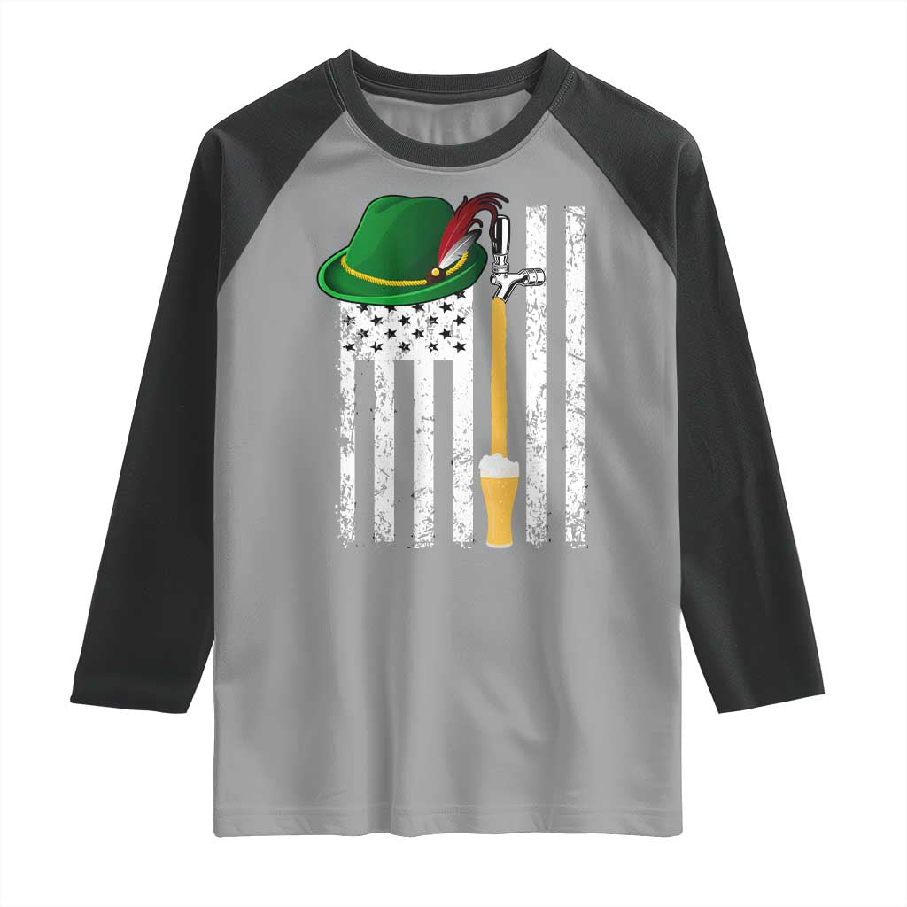 Funny German Beer Raglan Shirt Oktoberfest Vintage American Flag Alpine hat TS11 Sport Gray Black Print Your Wear