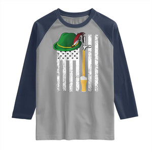 Funny German Beer Raglan Shirt Oktoberfest Vintage American Flag Alpine hat TS11 Sport Gray Navy Print Your Wear
