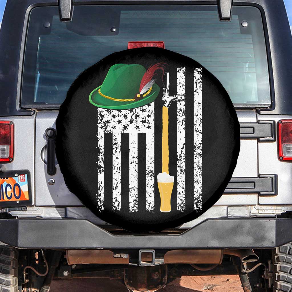 Funny German Beer Spare Tire Cover Oktoberfest Vintage American Flag Alpine hat TS11 No hole Black Print Your Wear