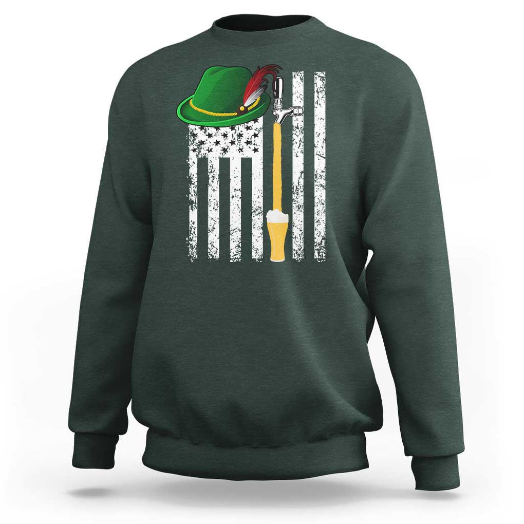 Funny German Beer Sweatshirt Oktoberfest Vintage American Flag Alpine hat TS11 Dark Forest Green Print Your Wear