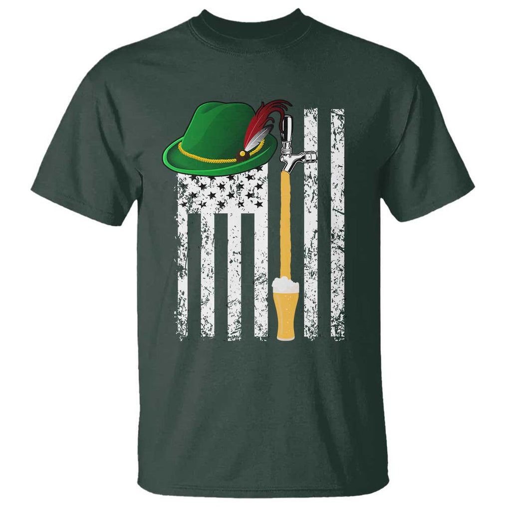 Funny German Beer T Shirt Oktoberfest Vintage American Flag Alpine hat TS11 Dark Forest Green Print Your Wear