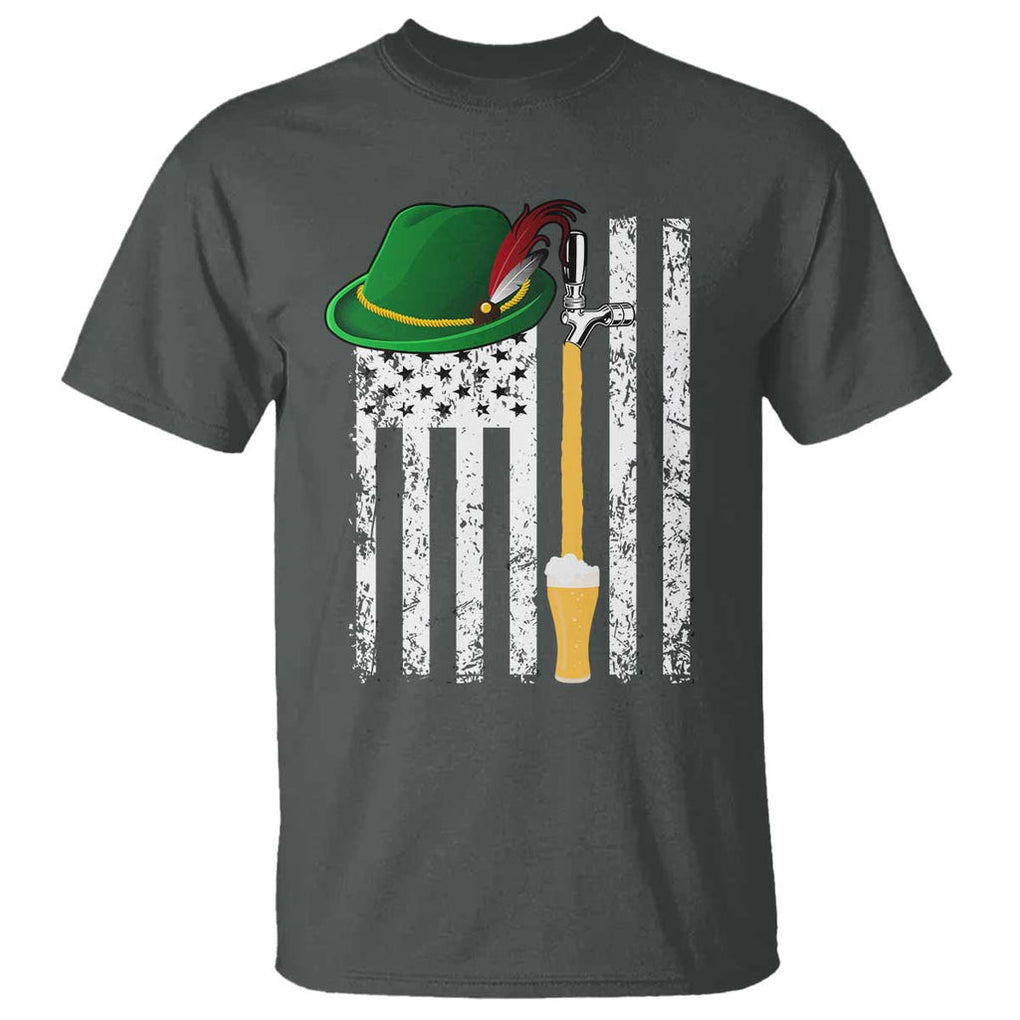Funny German Beer T Shirt Oktoberfest Vintage American Flag Alpine hat TS11 Dark Heather Print Your Wear