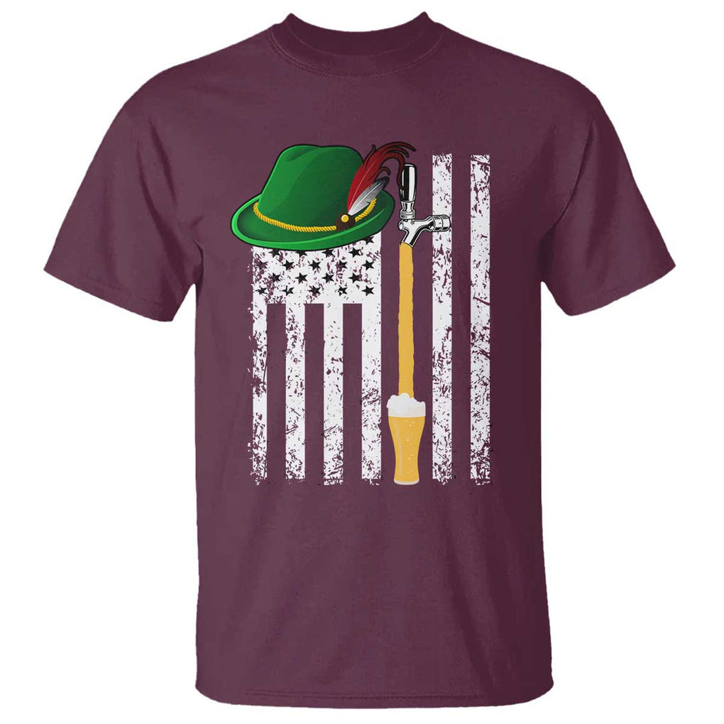 Funny German Beer T Shirt Oktoberfest Vintage American Flag Alpine hat TS11 Maroon Print Your Wear
