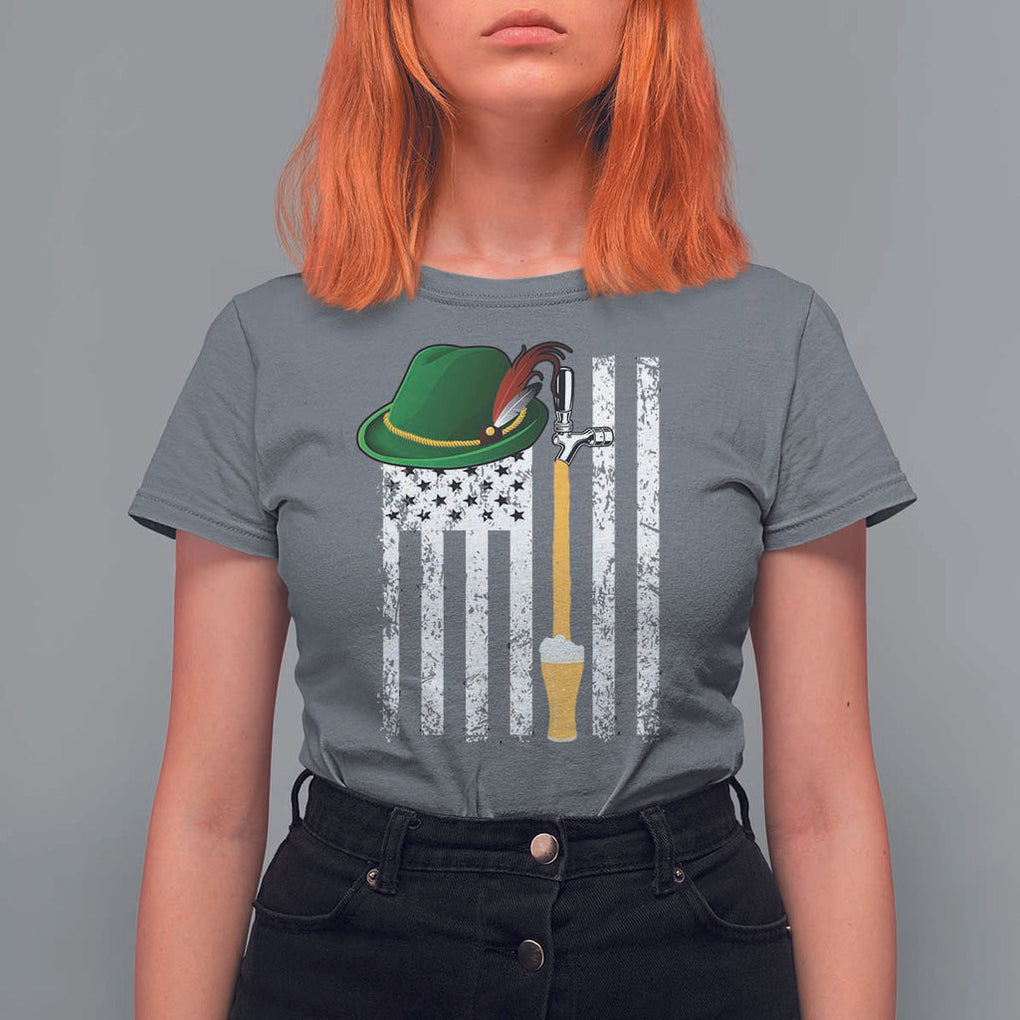 Funny German Beer T Shirt For Women Oktoberfest Vintage American Flag Alpine hat TS11 Charcoal Print Your Wear