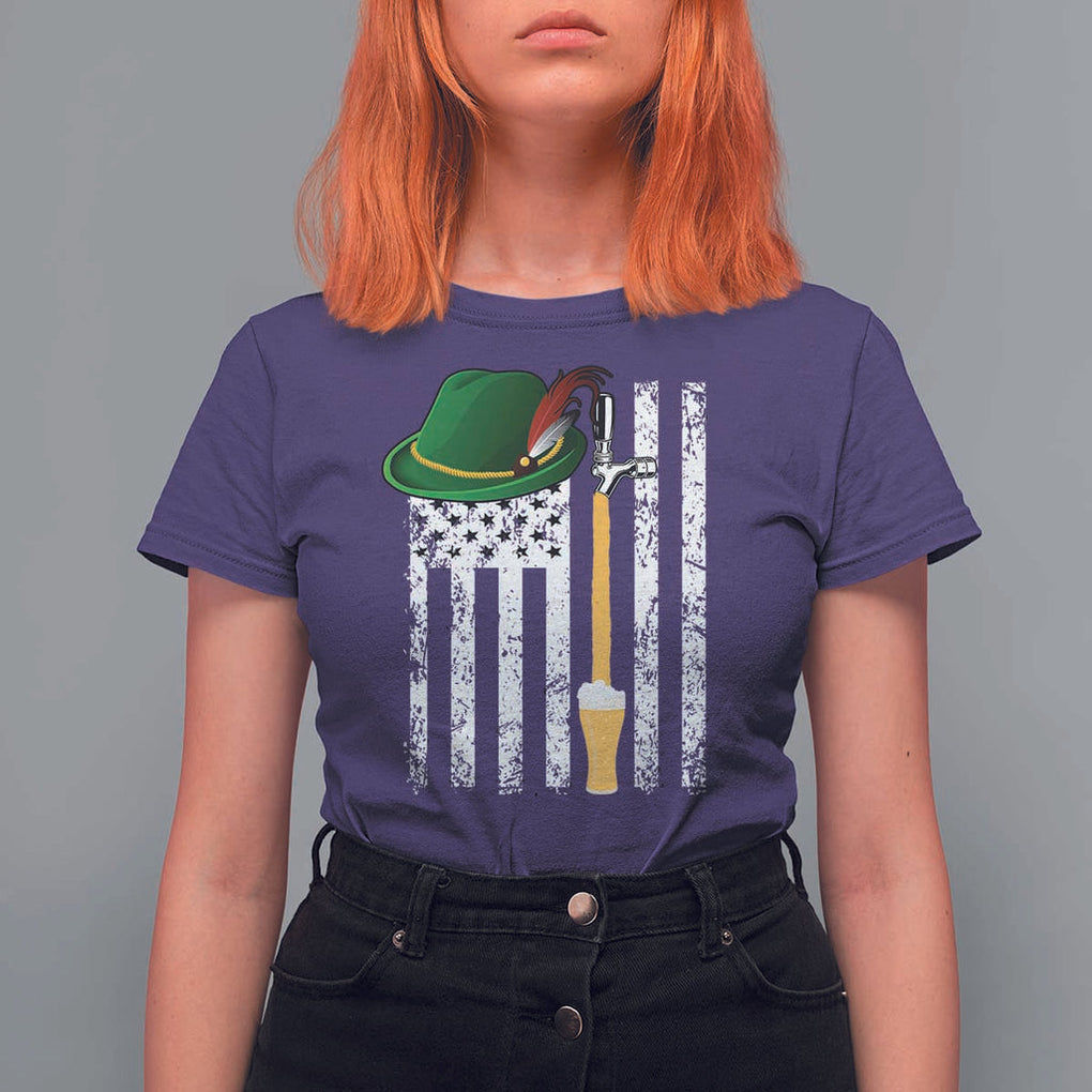 Funny German Beer T Shirt For Women Oktoberfest Vintage American Flag Alpine hat TS11 Purple Print Your Wear