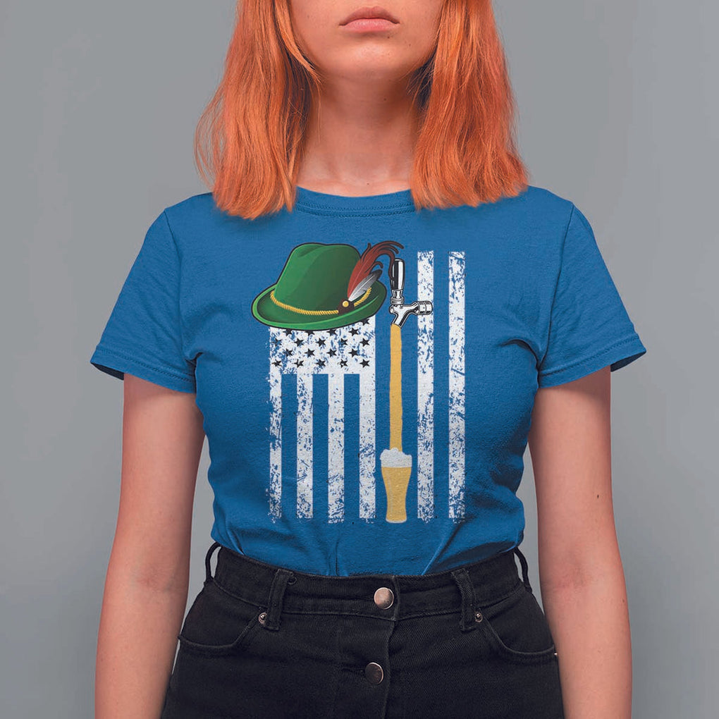 Funny German Beer T Shirt For Women Oktoberfest Vintage American Flag Alpine hat TS11 Royal Blue Print Your Wear
