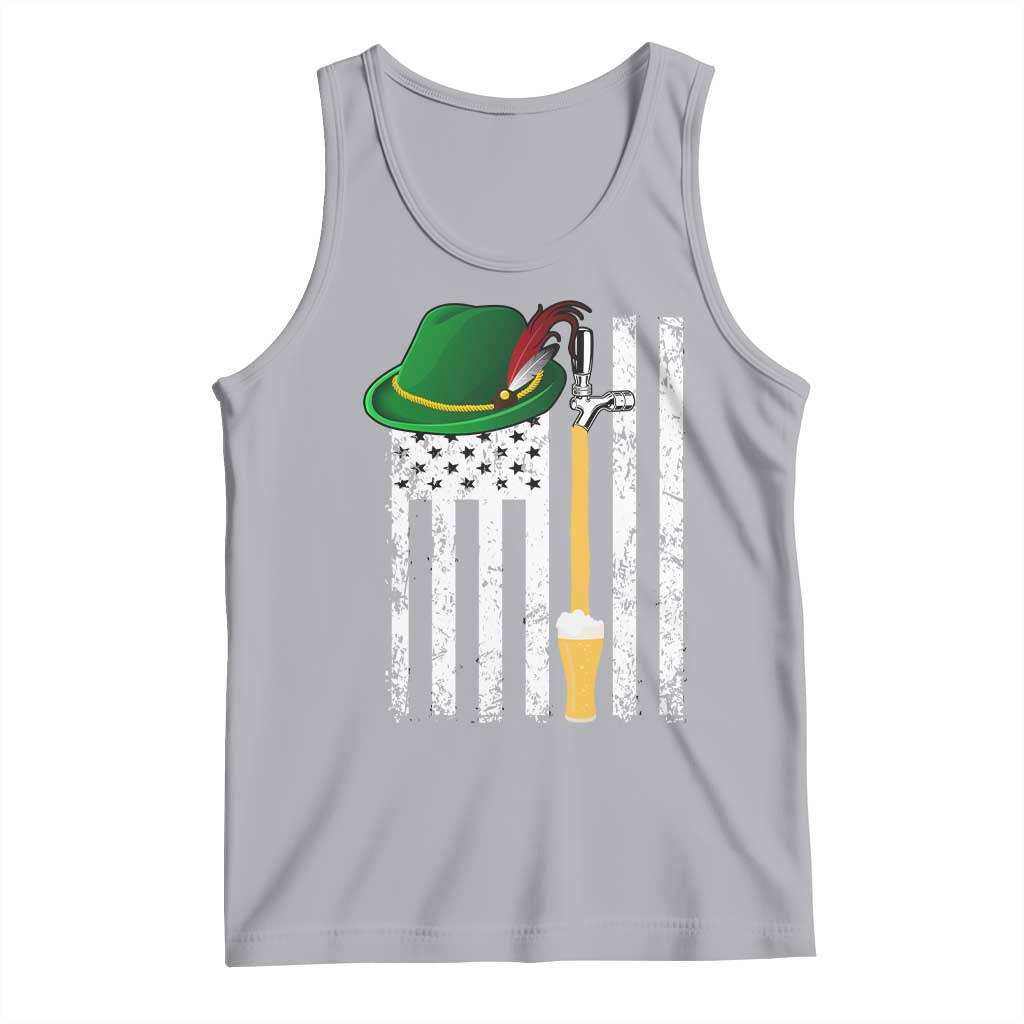 Funny German Beer Tank Top Oktoberfest Vintage American Flag Alpine hat TS11 Athletic Heather Print Your Wear
