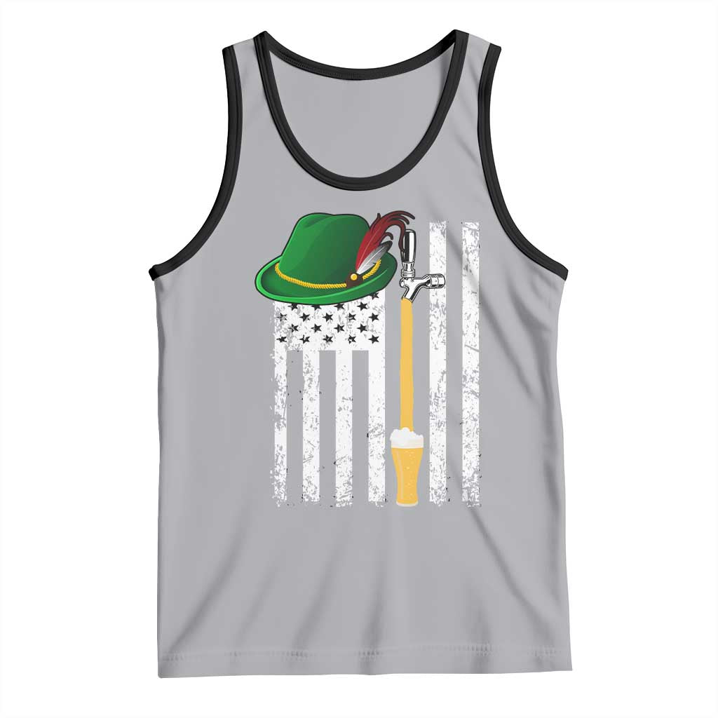 Funny German Beer Tank Top Oktoberfest Vintage American Flag Alpine hat TS11 Athletic Heather Black Print Your Wear