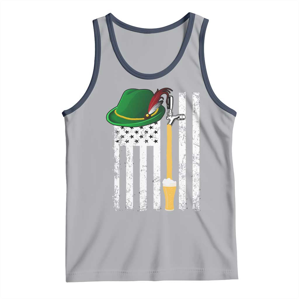Funny German Beer Tank Top Oktoberfest Vintage American Flag Alpine hat TS11 Athletic Heather Navy Print Your Wear
