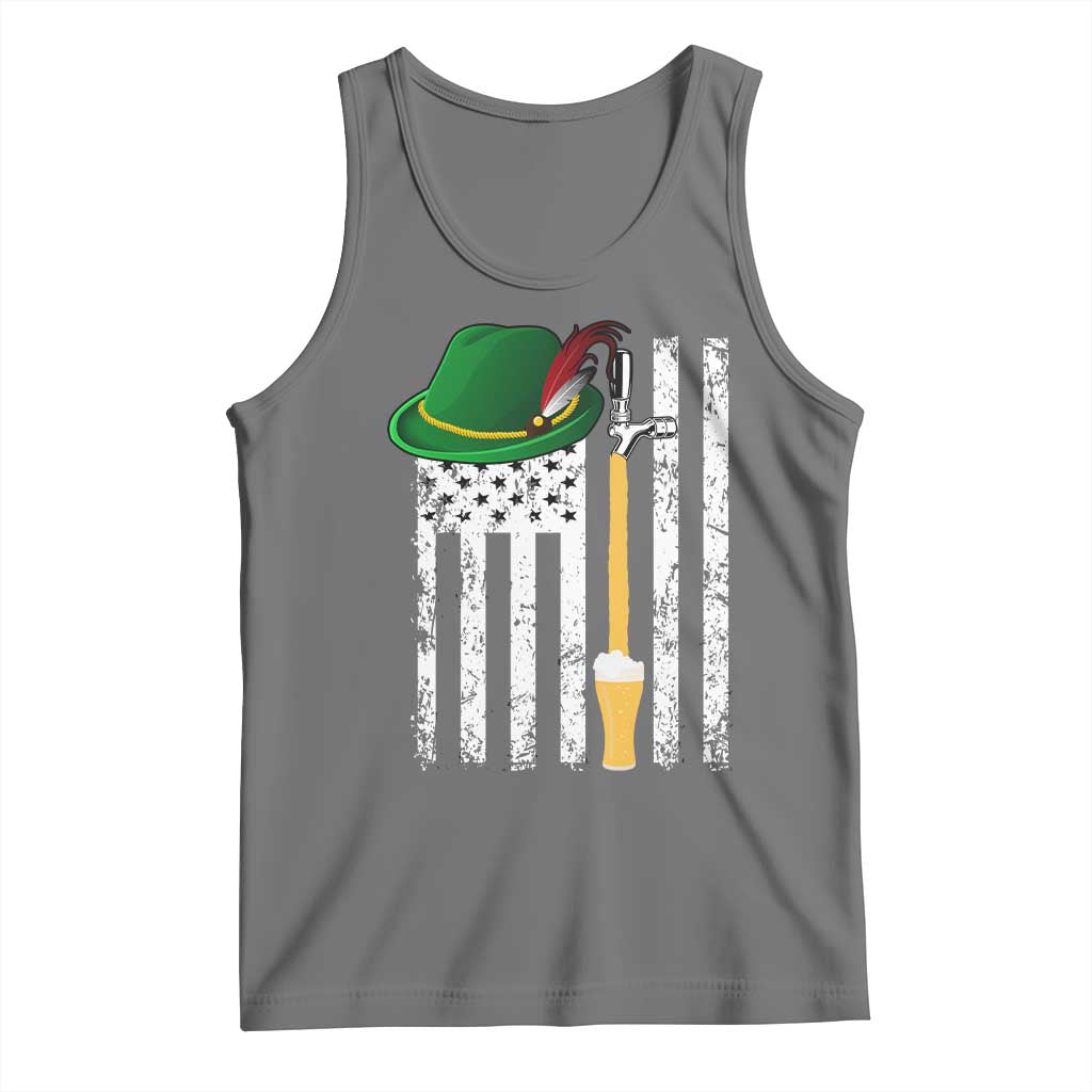 Funny German Beer Tank Top Oktoberfest Vintage American Flag Alpine hat TS11 Black Heather Print Your Wear