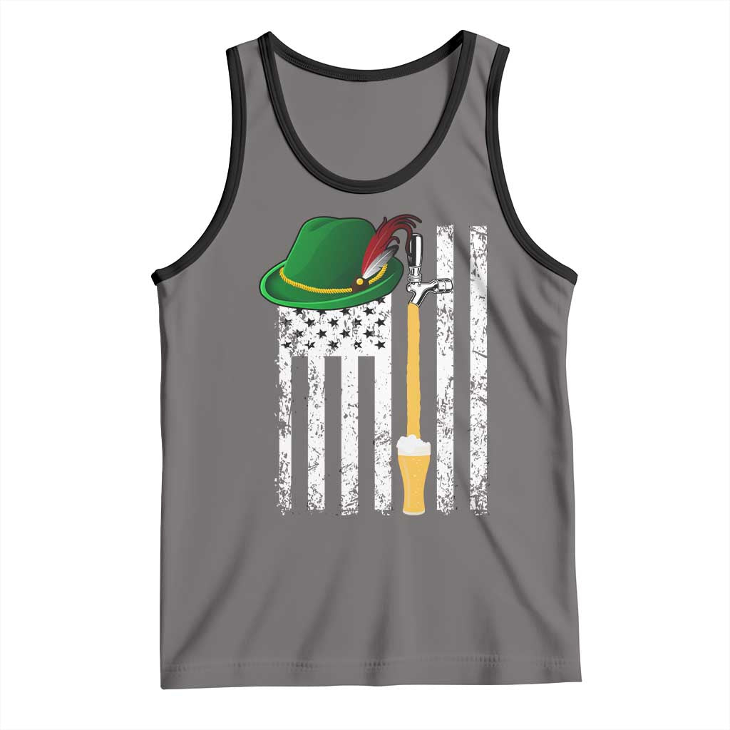 Funny German Beer Tank Top Oktoberfest Vintage American Flag Alpine hat TS11 Deep Heather Black Print Your Wear