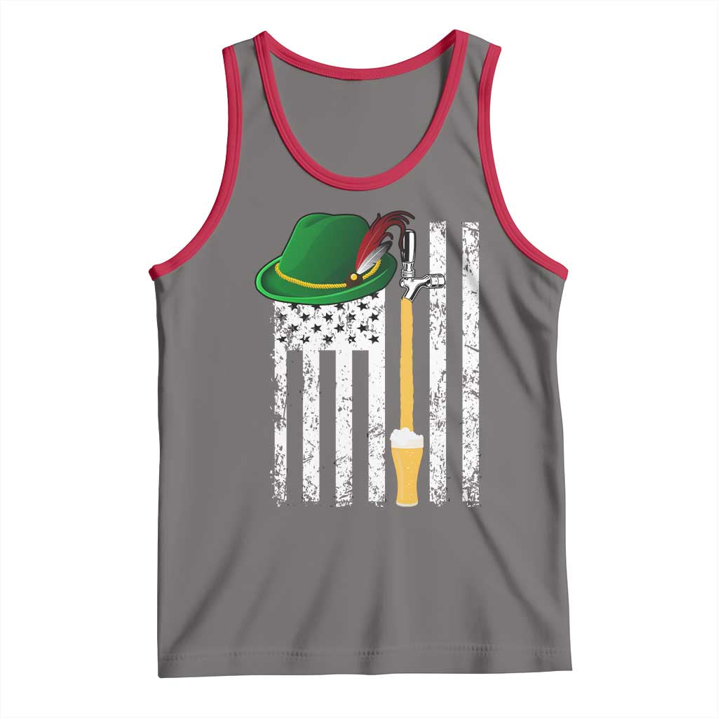 Funny German Beer Tank Top Oktoberfest Vintage American Flag Alpine hat TS11 Deep Heather Red Print Your Wear