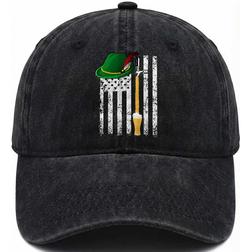 Funny German Beer Washed Cotton Baseball Cap Oktoberfest Vintage American Flag Alpine hat TS11 Print Your Wear