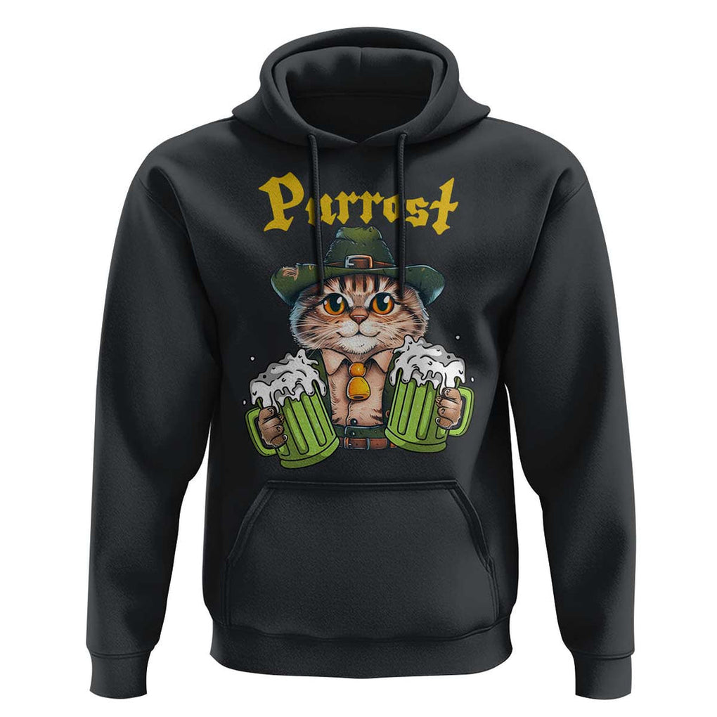 Funny Oktoberfest Cat Hoodie Purrost Kitty Drinking Beer Lederhosen Pet Lovers TS11 Black Print Your Wear