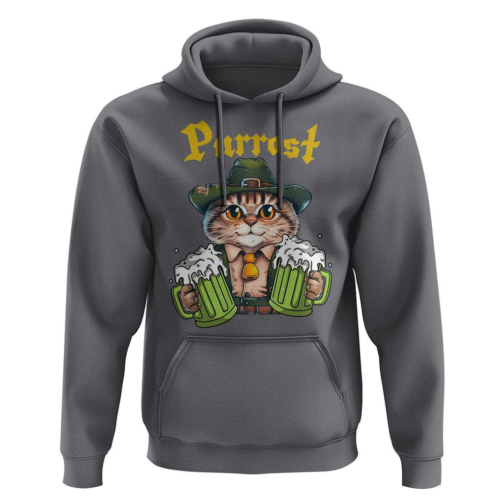 Funny Oktoberfest Cat Hoodie Purrost Kitty Drinking Beer Lederhosen Pet Lovers TS11 Charcoal Print Your Wear