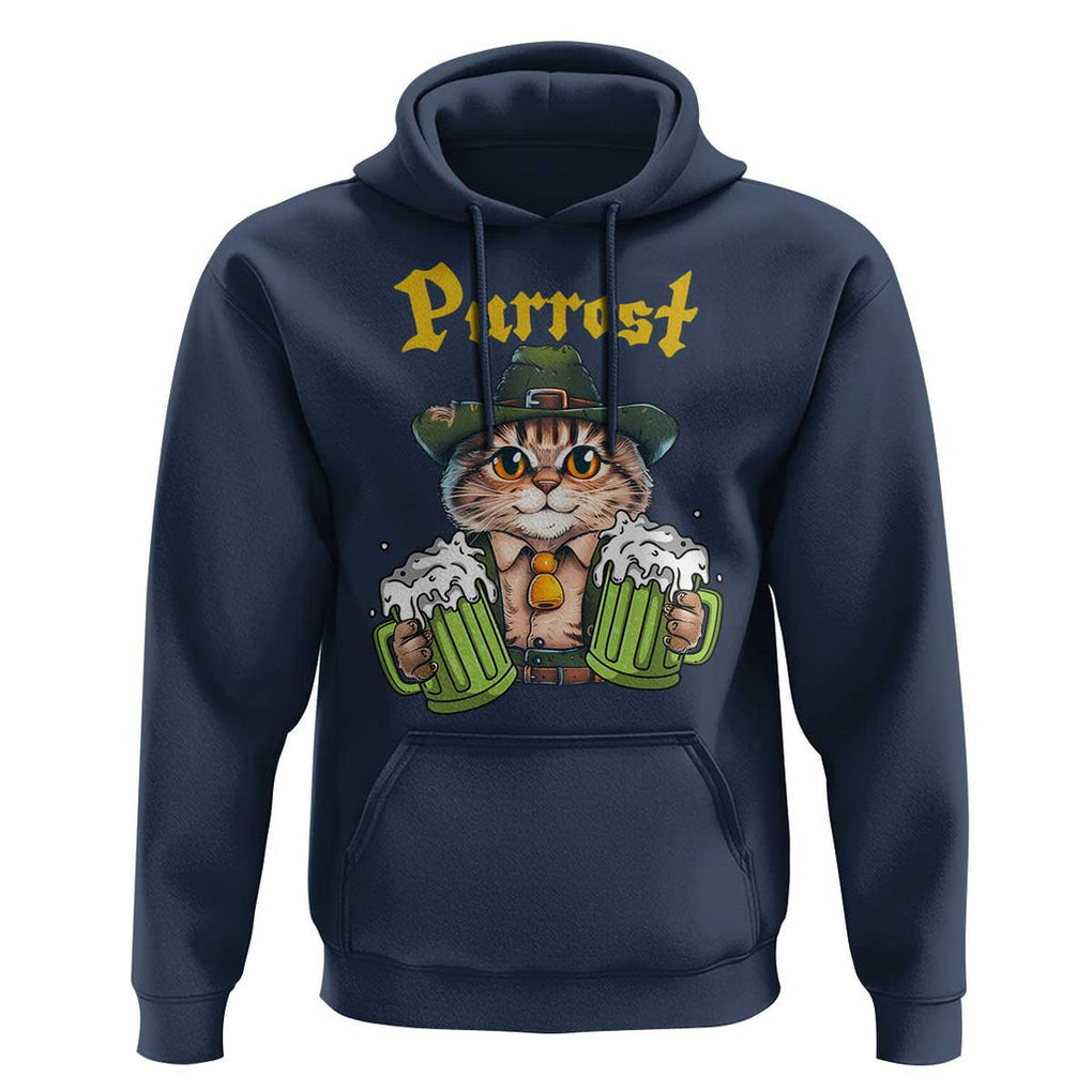 Funny Oktoberfest Cat Hoodie Purrost Kitty Drinking Beer Lederhosen Pet Lovers TS11 Navy Print Your Wear