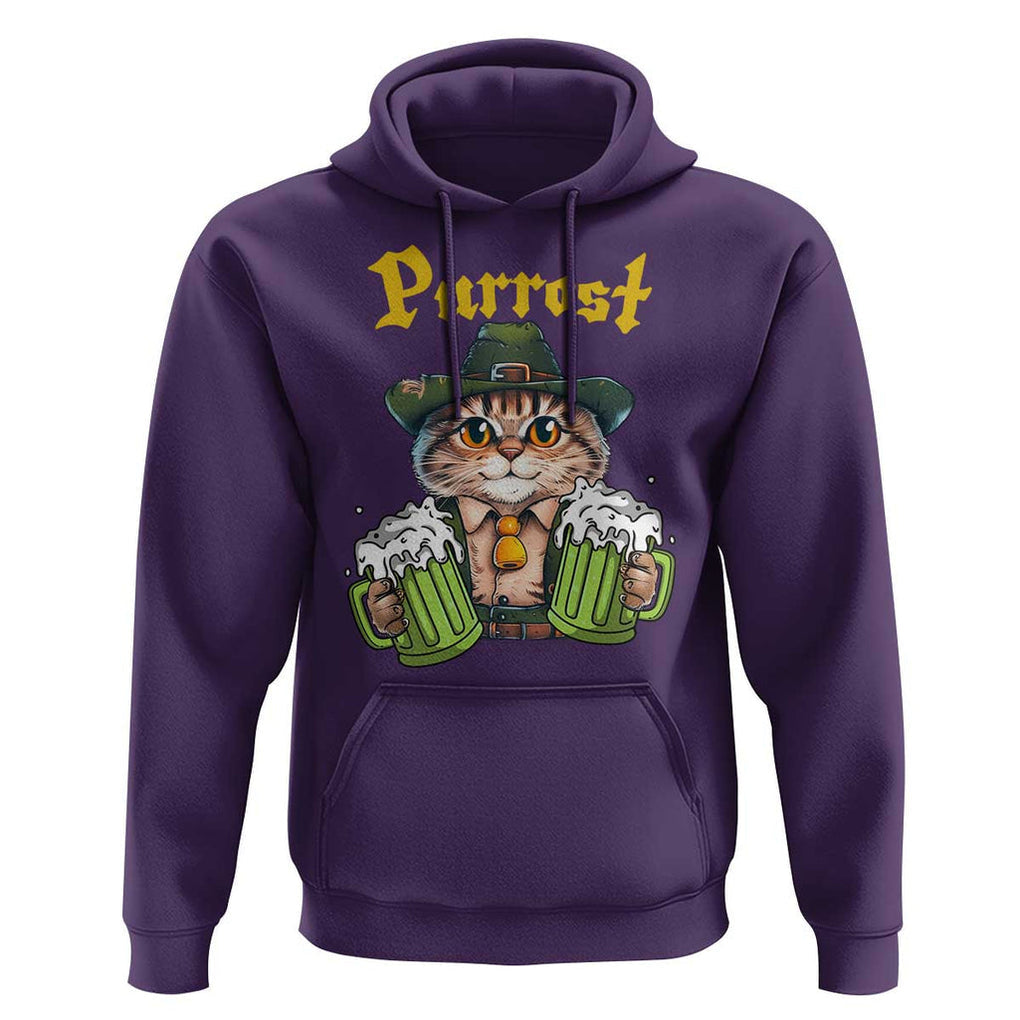 Funny Oktoberfest Cat Hoodie Purrost Kitty Drinking Beer Lederhosen Pet Lovers TS11 Purple Print Your Wear