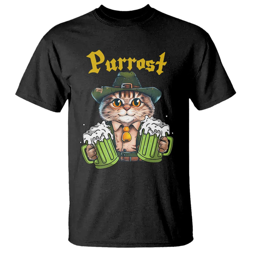 Funny Oktoberfest Cat T Shirt Purrost Kitty Drinking Beer Lederhosen Pet Lovers TS11 Black Print Your Wear